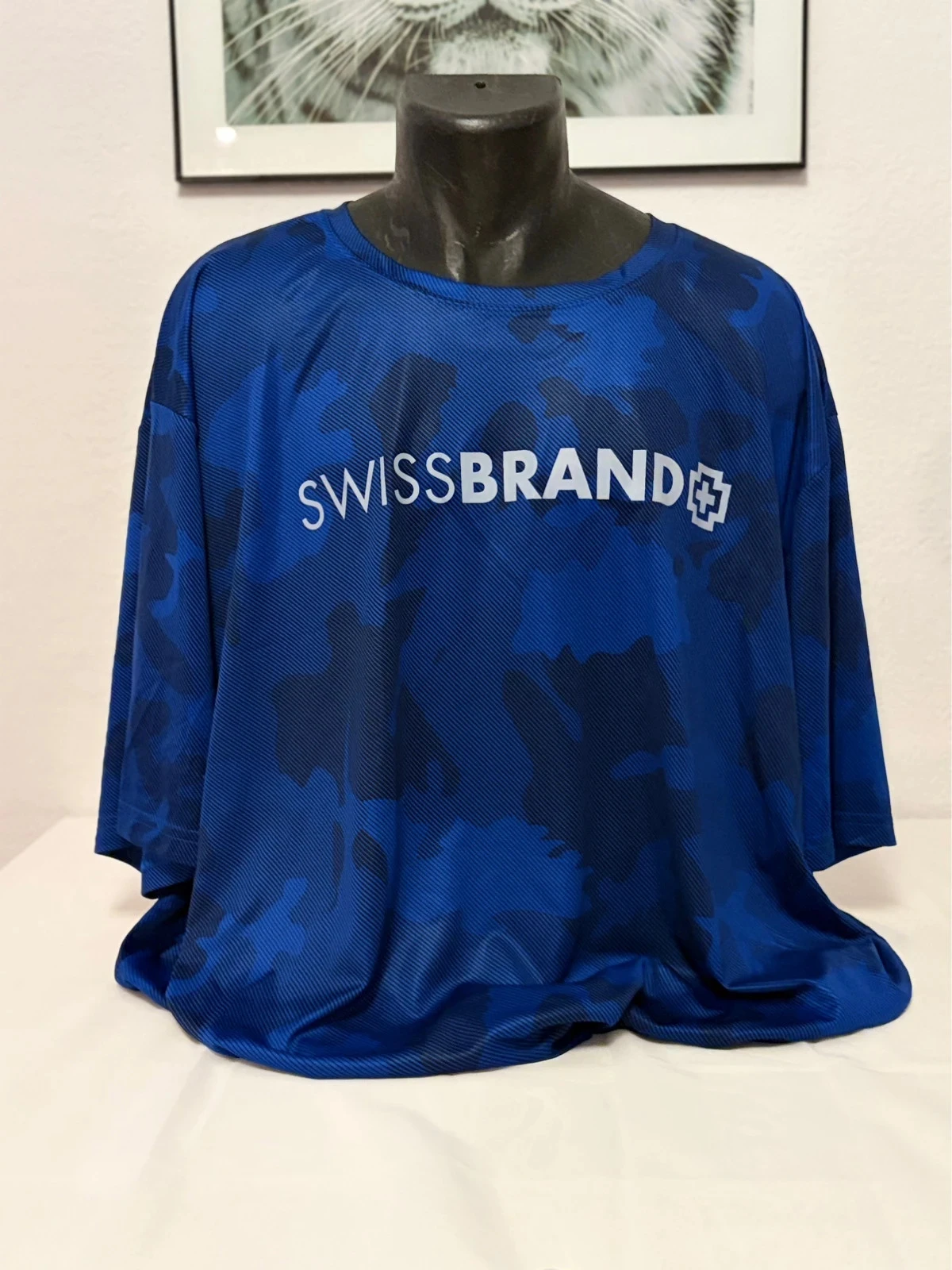 Blue camouflage technical t-shirt 100% polyester short sleeves men's XXL new with tag – photo 2